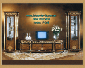 Desain Meja TV Luxury Clasic Mewah Terbaru