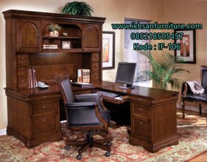 Set Meja Kerja Direktur Mewah Kayu Jati