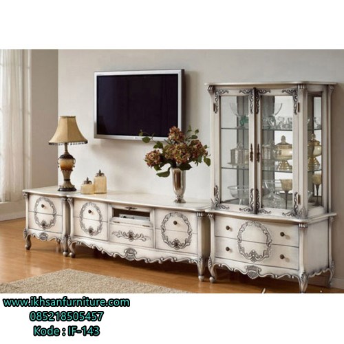 Meja Tv Ukir Lemari Hias Mewah Italian