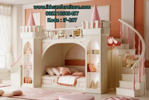 Tempat Tidur Kastil Terbaru Minimalis Pink Putih