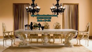Set Meja Makan Mewah Ukir Klasik Modern