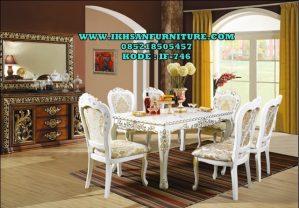Set Meja Makan 6 Kursi Ukir Minimalis Modern Klasik