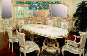 Set Meja Makan Mewah Ukir Klasik Italian Style