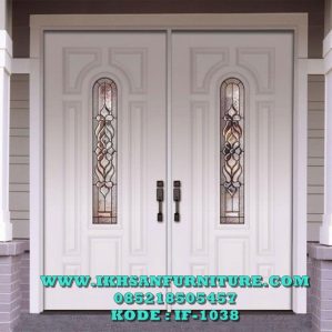 Pintu Rumah Minimalis Kupu Tarung Kaca Warna Putih