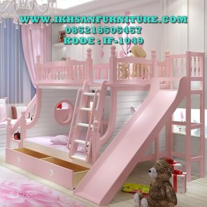 Tempat Tidur Anak Prosotan Tingkat Pink Putih